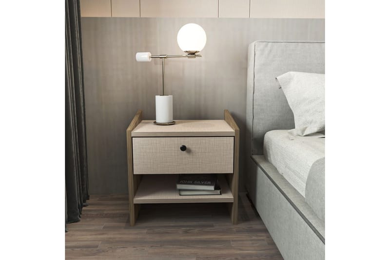 Retzow Sängbord - Valnöt/Beige - Möbler - Sovrum - Sängbord