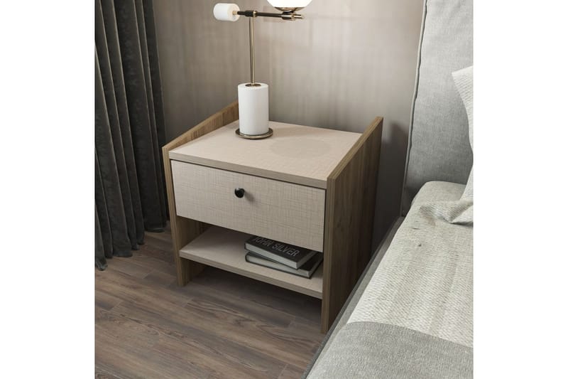 Retzow Sängbord - Valnöt/Beige - Möbler - Sovrum - Sängbord