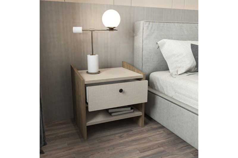 Retzow Sängbord - Valnöt/Beige - Möbler - Sovrum - Sängbord