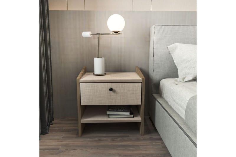 Retzow Sängbord - Valnöt/Beige - Möbler - Sovrum - Sängbord