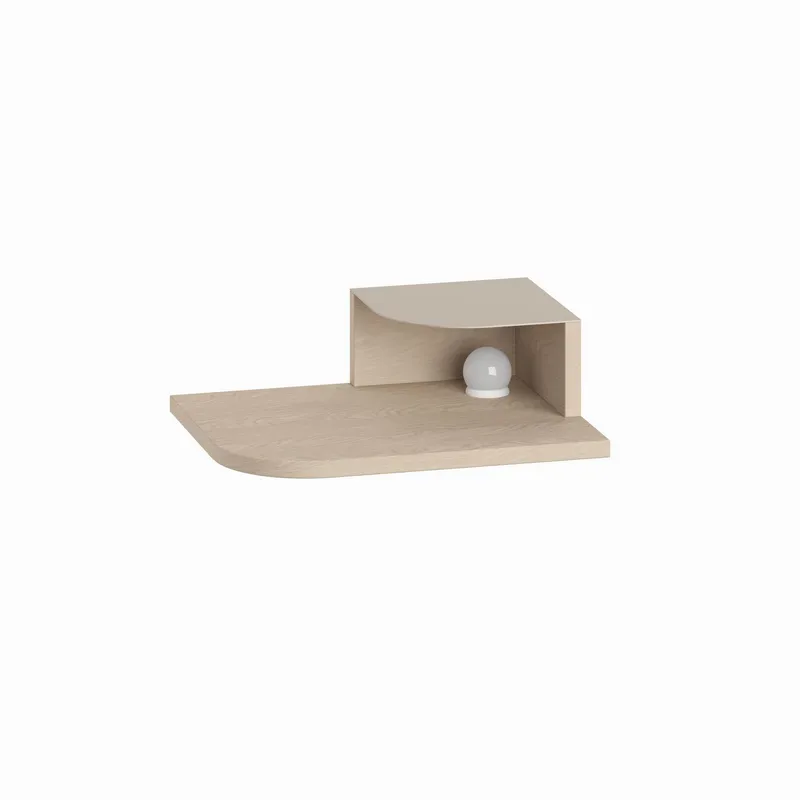 Rilina Vägghängt Sängbord 40 cm med Trä- och Ekutseende, Förvaring med Hylla och LED-belysning, Beige