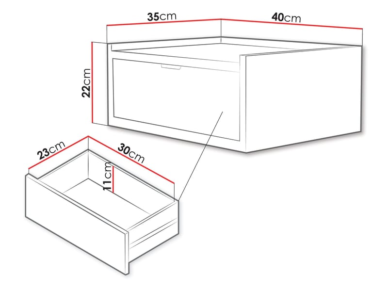 Rolden sängbord 40x22 cm - Valnöt - Möbler - Sovrum - Sängbord