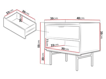 Rolden sängbord 40x55 cm - Hickoryek - Möbler - Sovrum - Sängbord
