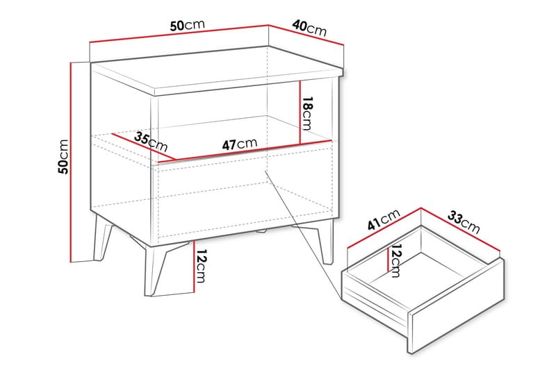 Royston Sängbord 50 cm - Beige - Möbler - Sovrum - Sängbord