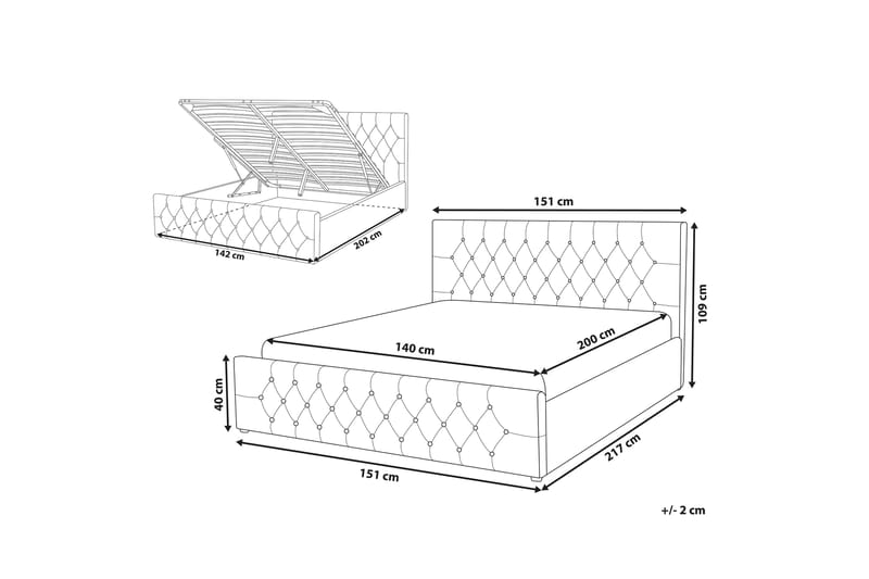 Saleux Sängram 140x200 cm - Taupe - Möbler - Sovrum - Sängram & sängstomme
