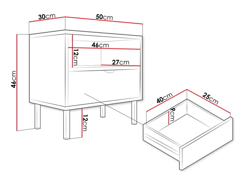 Salmor Sängbord 50 cm - Vit - Möbler - Sovrum - Sängbord