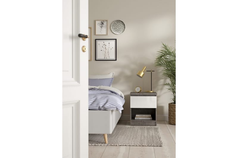Salomns Sängbord 40 cm - Vit/Mörkgrå - Möbler - Sovrum - Sängbord