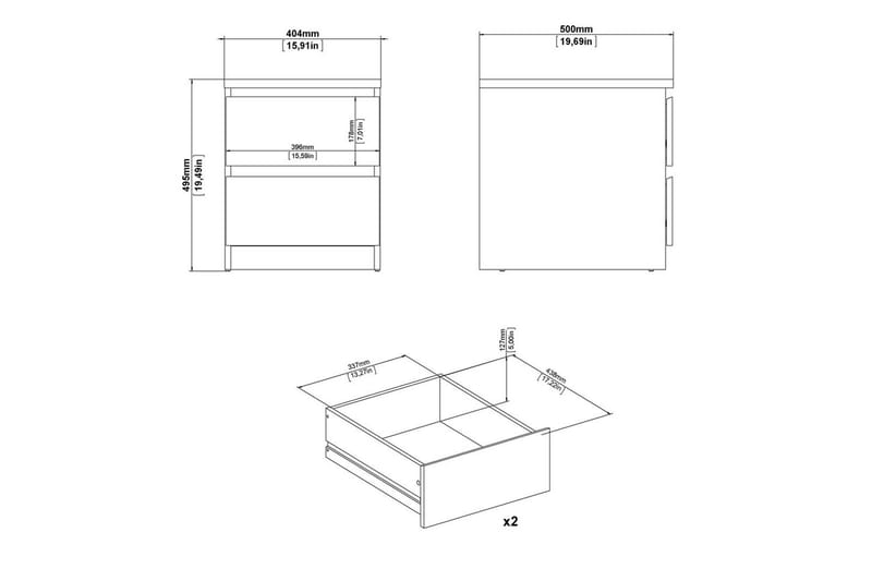 Salomns Sängbord 40,4 cm - Vit - Möbler - Sovrum - Sängbord