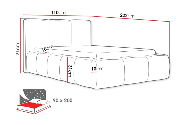 Salvenor Sängram med Förvaring 90x200 cm - Blå - Möbler - Sovrum - Sängram & sängstomme