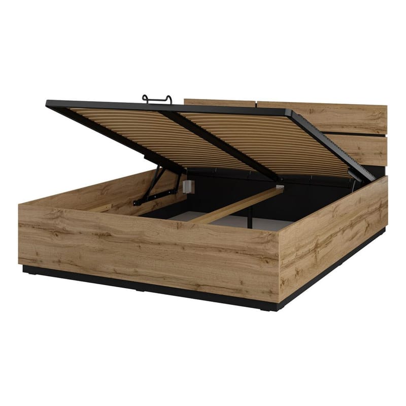 Säng Cross S med upplyftbar förvaring - 160 cm, Wotan Ek - Möbler - Sovrum - Sängram & sängstomme