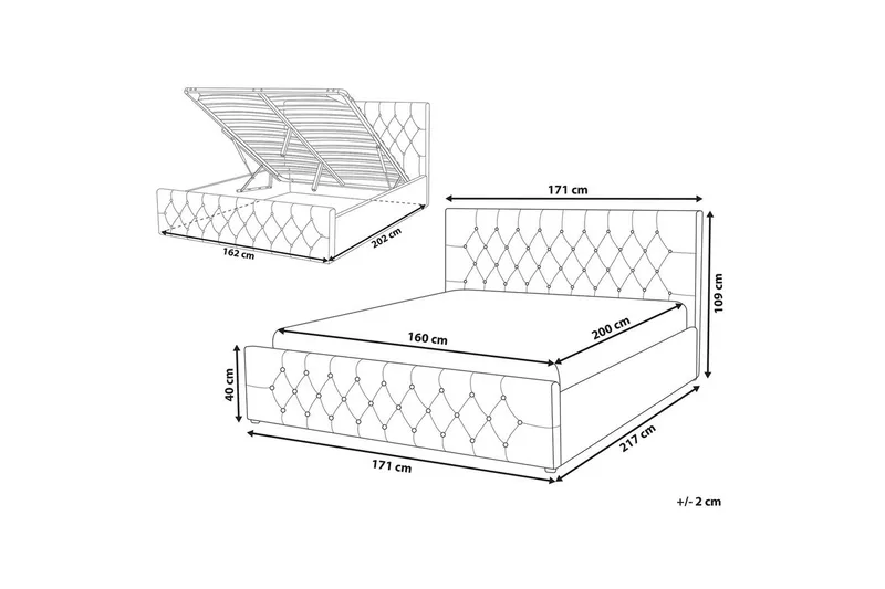 Säng med förvaring Amiens - Beige, 160x200 cm - Möbler - Sovrum - Sängram & sängstomme