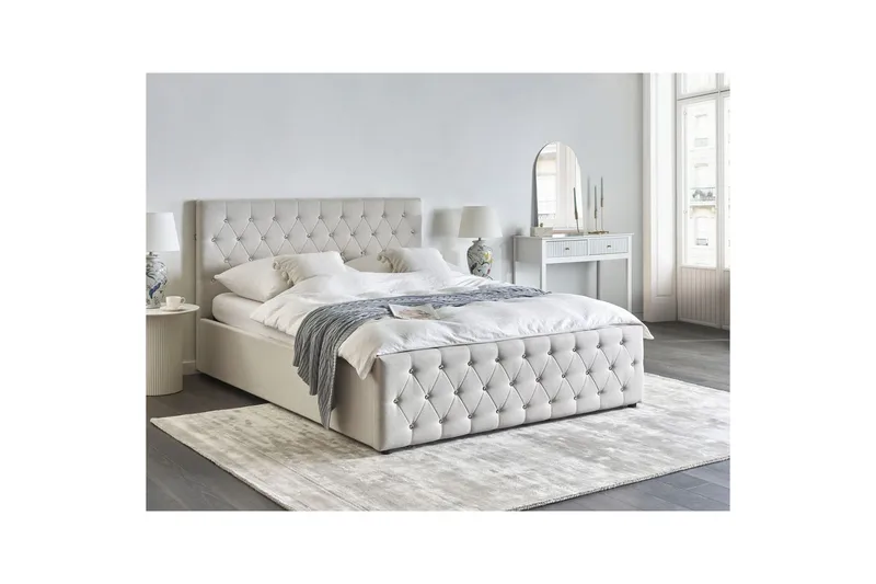 Säng med förvaring Amiens - Beige, 160x200 cm - Möbler - Sovrum - Sängram & sängstomme