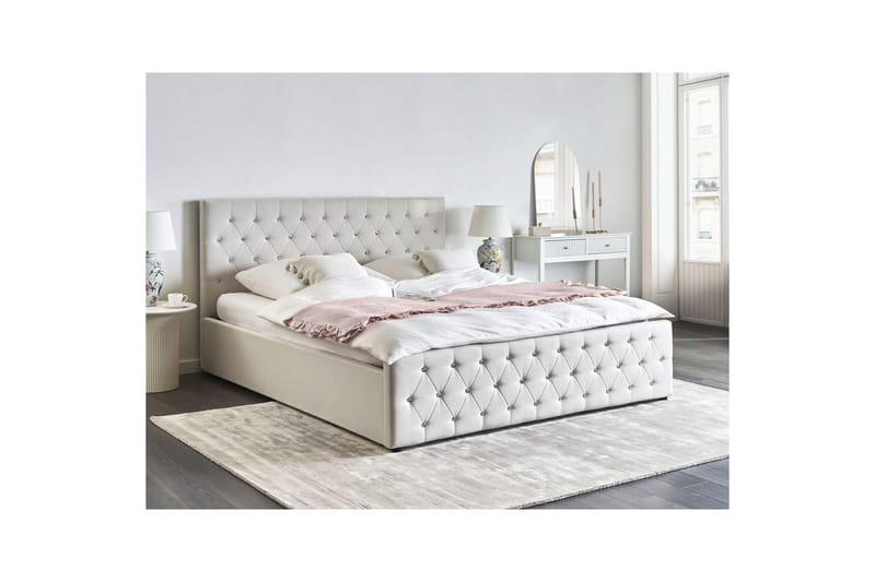 Säng med förvaring Amiens - Beige, 180x200 cm - Möbler - Sovrum - Sängram & sängstomme