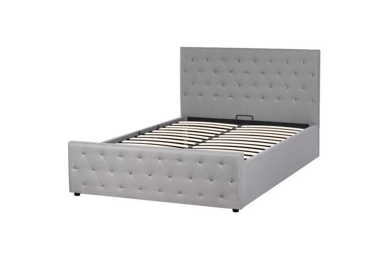 Säng med förvaring Amiens - Grå, 140x200 cm - Möbler - Sovrum - Sängram & sängstomme