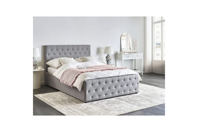 Säng med förvaring Amiens - Grå, 140x200 cm - Möbler - Sovrum - Sängram & sängstomme