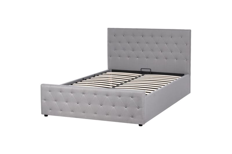 Säng med förvaring Amiens - Grå, 140x200 cm - Möbler - Sovrum - Sängram & sängstomme