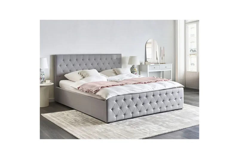 Säng med förvaring Amiens - Grå, 180x200 cm - Möbler - Sovrum - Sängram & sängstomme