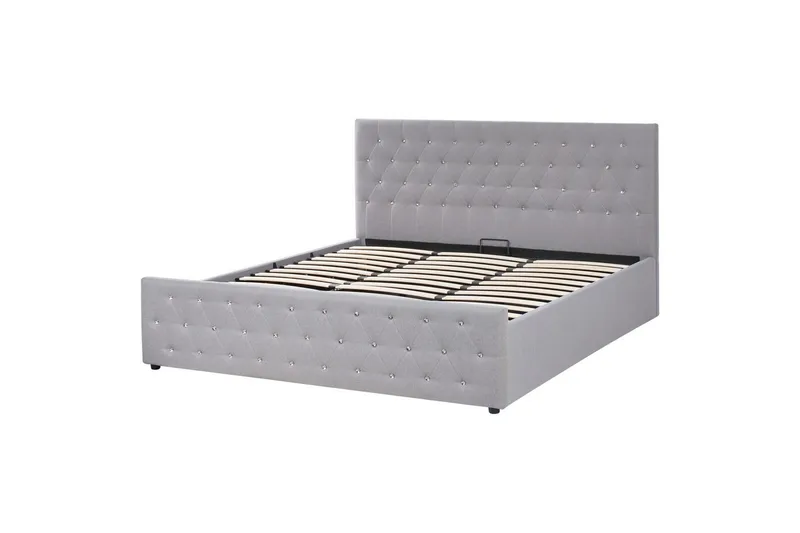 Säng med förvaring Amiens - Grå, 180x200 cm - Möbler - Sovrum - Sängram & sängstomme