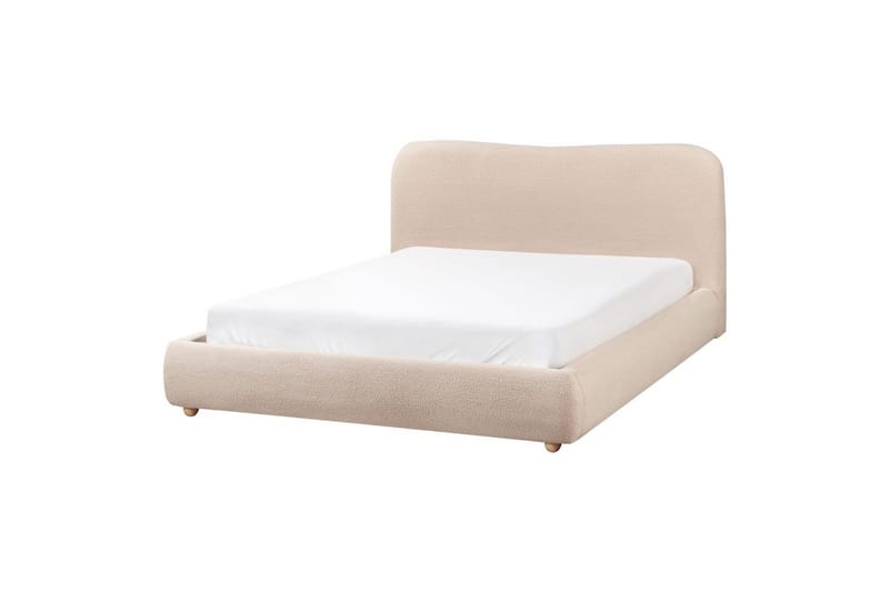 Säng med förvaring Blagnac - Beige/Bouclé, 160x200 cm - Möbler - Sovrum - Sängram & sängstomme