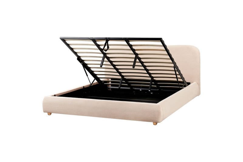 Säng med förvaring Blagnac - Beige/Bouclé, 180x200 cm - Möbler - Sovrum - Sängram & sängstomme