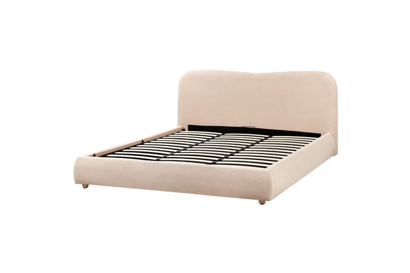 Säng med förvaring Blagnac - Beige/Bouclé, 180x200 cm - Möbler - Sovrum - Sängram & sängstomme