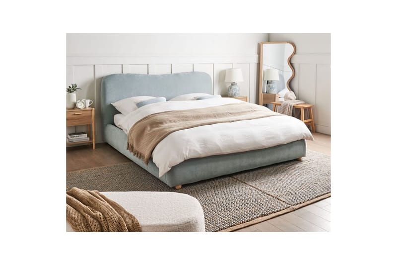 Säng med förvaring Blagnac - Blå/Polyester, 160x200 cm - Möbler - Sovrum - Sängram & sängstomme