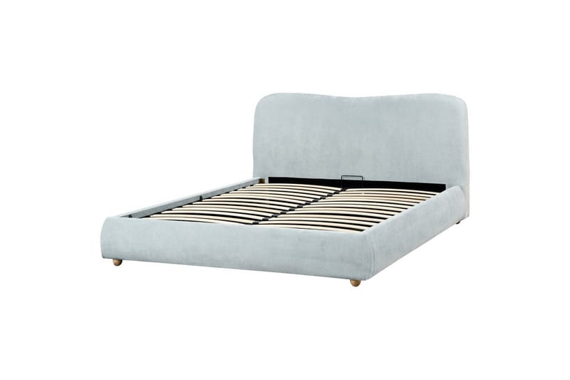 Säng med förvaring Blagnac - Blå/Polyester, 160x200 cm - Möbler - Sovrum - Sängram & sängstomme