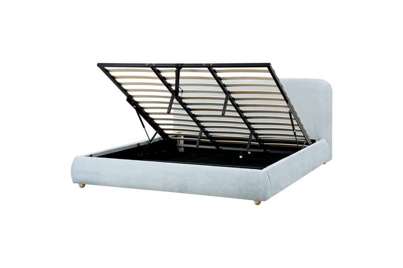 Säng med förvaring Blagnac - Blå/Polyester, 180x200 cm - Möbler - Sovrum - Sängram & sängstomme