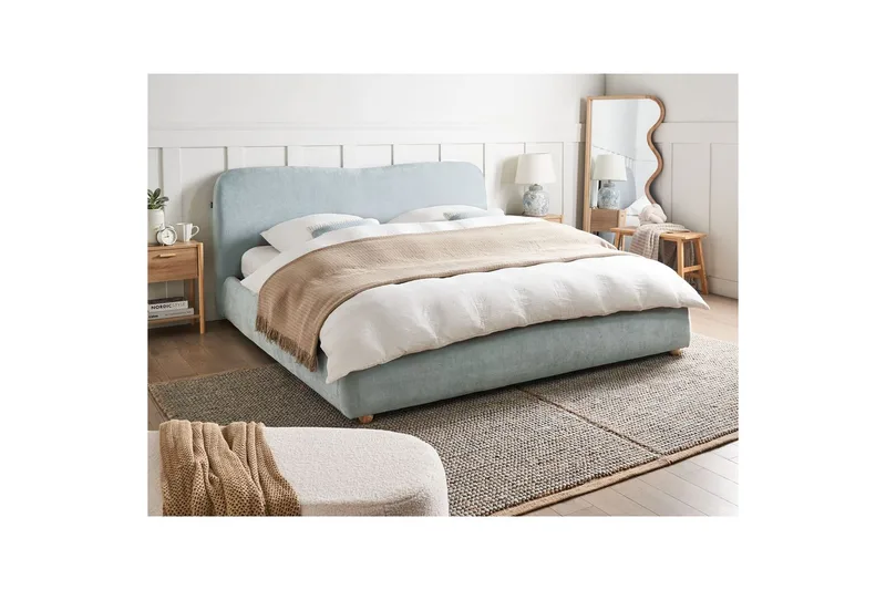 Säng med förvaring Blagnac - Blå/Polyester, 180x200 cm - Möbler - Sovrum - Sängram & sängstomme