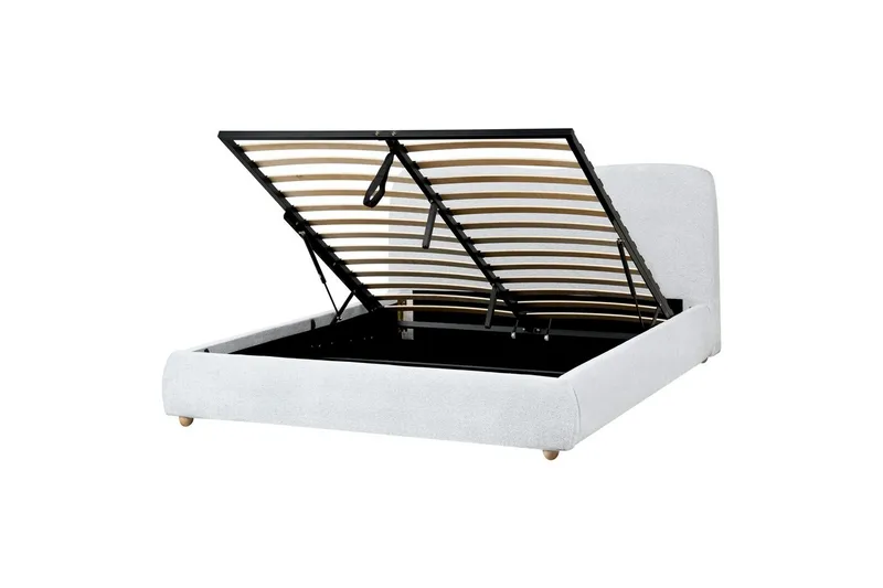 Säng med förvaring Blagnac, Grå/Polyester, 160x200 cm