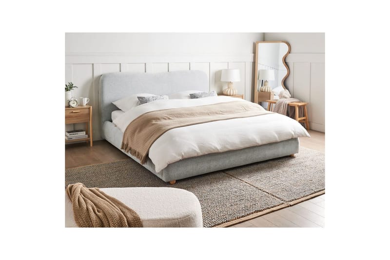 Säng med förvaring Blagnac - Grå/Polyester, 160x200 cm - Möbler - Sovrum - Sängram & sängstomme