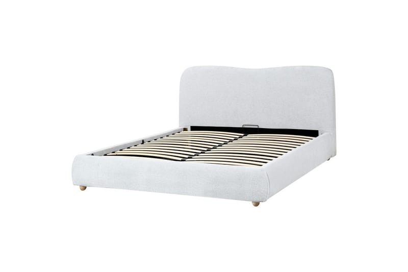 Säng med förvaring Blagnac - Grå/Polyester, 160x200 cm - Möbler - Sovrum - Sängram & sängstomme