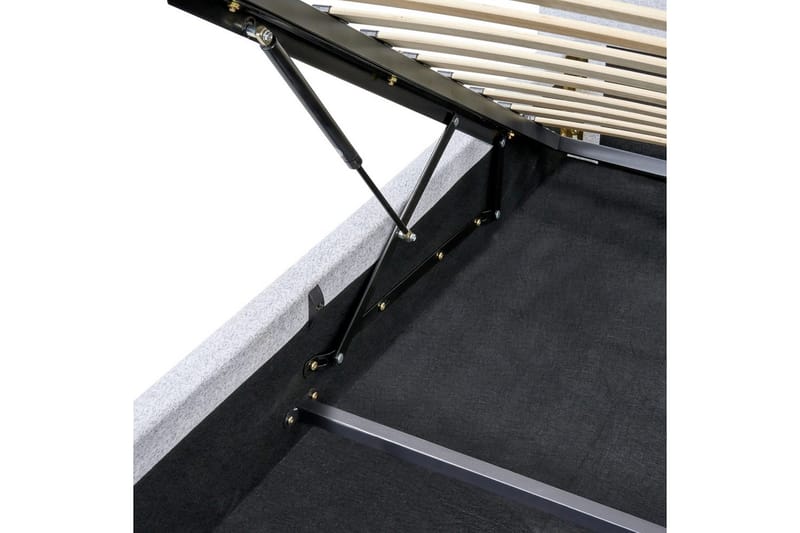 Säng med förvaring Blagnac - Grå/Polyester, 160x200 cm - Möbler - Sovrum - Sängram & sängstomme