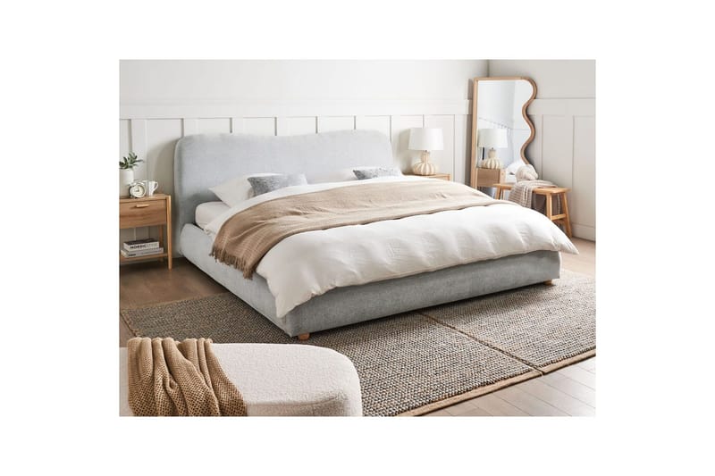 Säng med förvaring Blagnac - Grå/Polyester, 180x200 cm - Möbler - Sovrum - Sängram & sängstomme