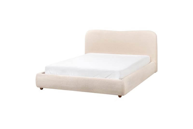 Säng med förvaring Blagnac - Ljusbeige/Bouclé, 160x200 cm - Möbler - Sovrum - Sängram & sängstomme
