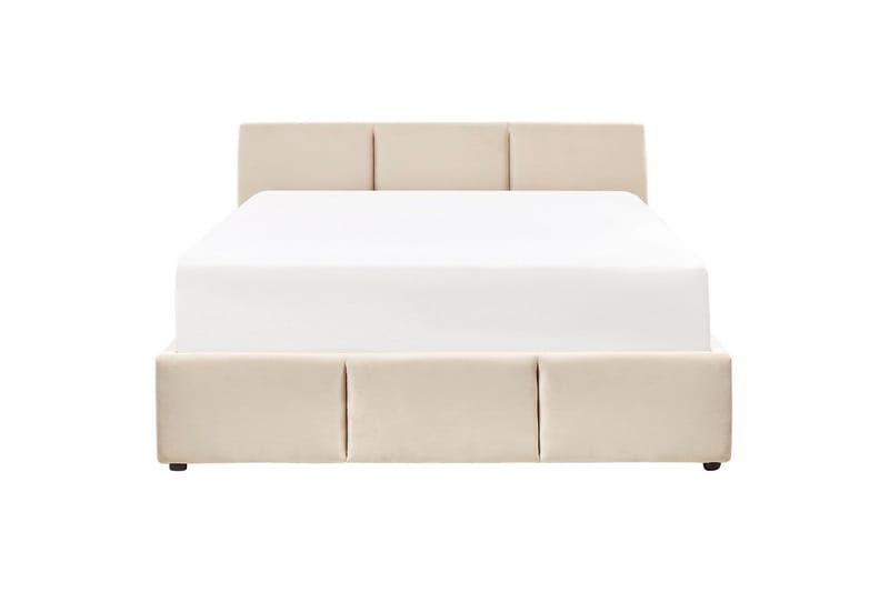 Säng med förvaring Bousse - Beige/Sammet, 160x200 cm - Möbler - Sovrum - Sängram & sängstomme