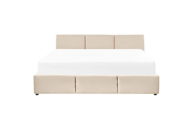 Säng med förvaring Bousse - Beige/Sammet, 180x200 cm - Möbler - Sovrum - Sängram & sängstomme