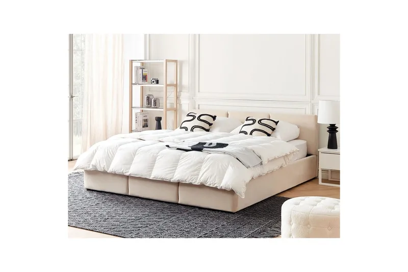 Säng med förvaring Bousse - Beige/Sammet, 180x200 cm - Möbler - Sovrum - Sängram & sängstomme