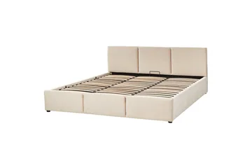 Säng med förvaring Bousse - Beige/Sammet, 180x200 cm - Möbler - Sovrum - Sängram & sängstomme