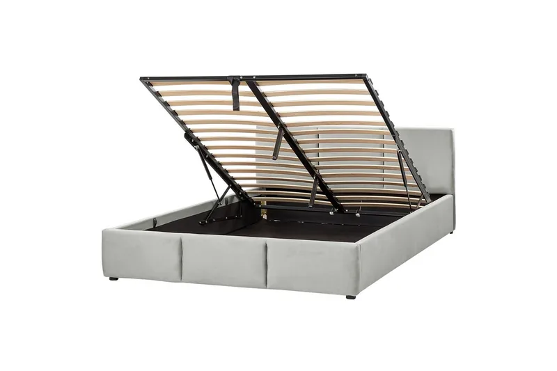 Säng med förvaring Bousse, Grå/Sammet, 160x200 cm