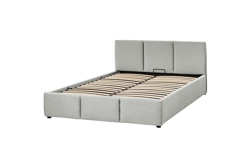 Säng med förvaring Bousse - Grå/Sammet, 160x200 cm - Möbler - Sovrum - Sängram & sängstomme