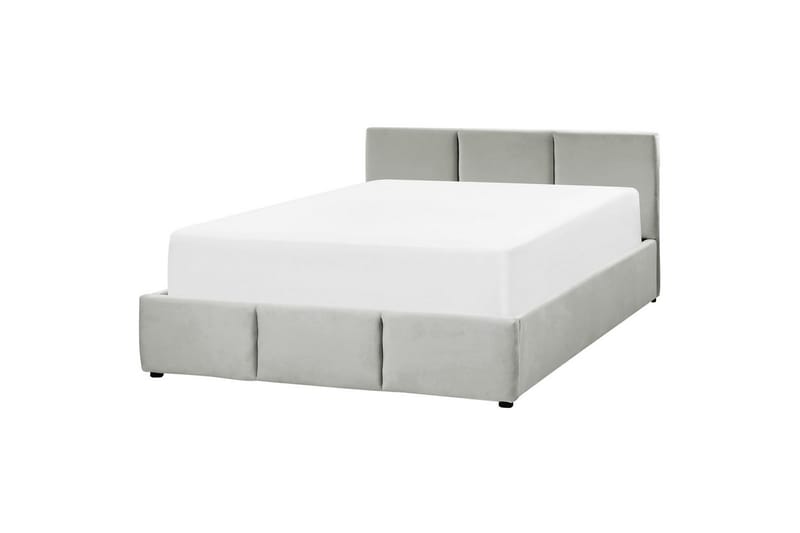 Säng med förvaring Bousse - Grå/Sammet, 160x200 cm - Möbler - Sovrum - Sängram & sängstomme