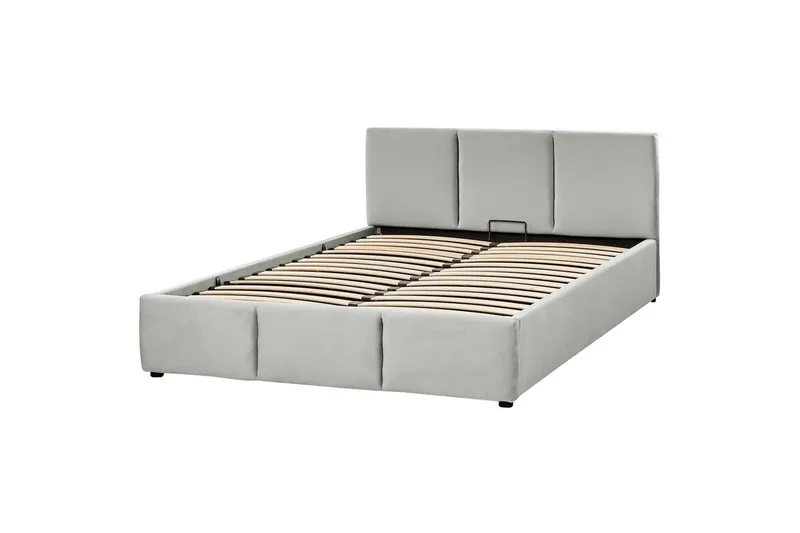 Säng med förvaring Bousse - Grå/Sammet, 160x200 cm - Möbler - Sovrum - Sängram & sängstomme