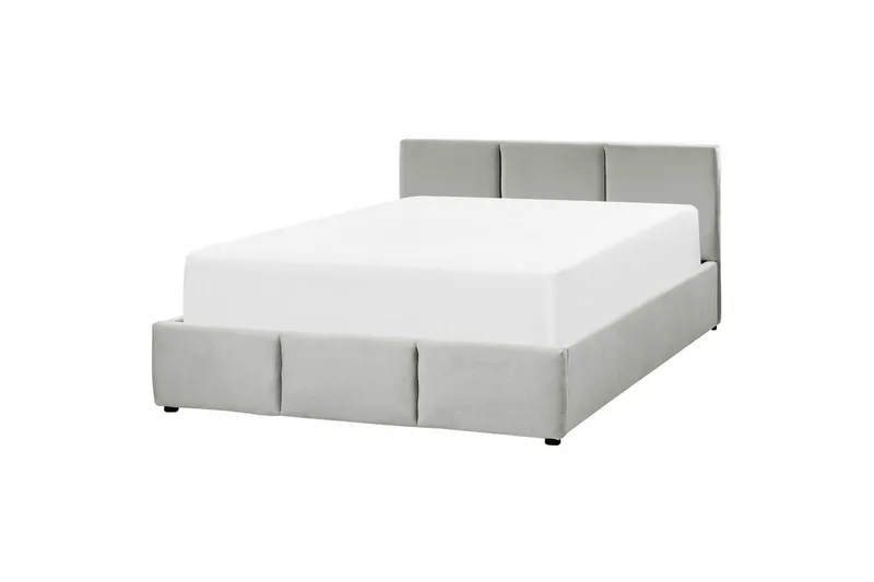Säng med förvaring Bousse - Grå/Sammet, 160x200 cm - Möbler - Sovrum - Sängram & sängstomme