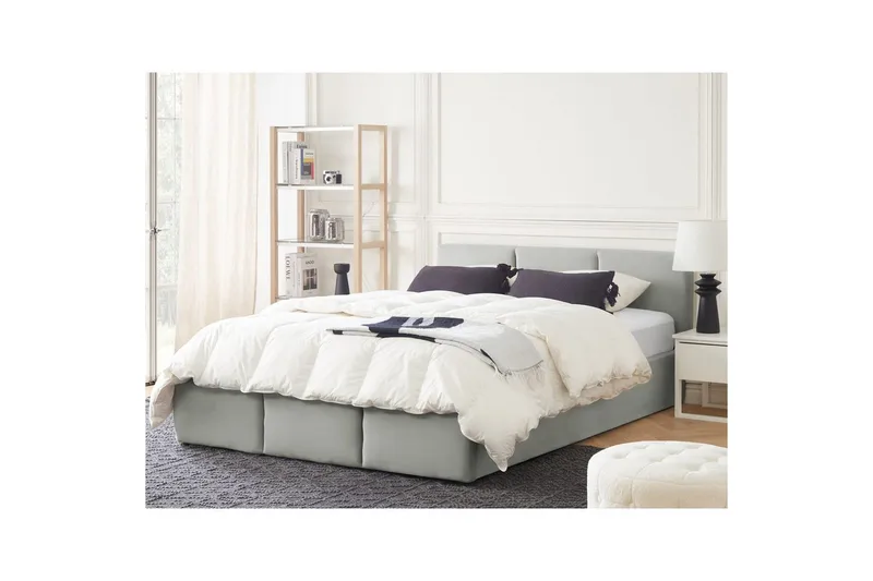 Säng med förvaring Bousse - Grå/Sammet, 160x200 cm - Möbler - Sovrum - Sängram & sängstomme