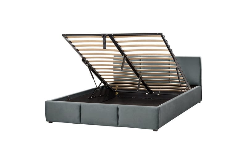 Säng med förvaring Bousse, Mörkgrå/Sammet, 160x200 cm