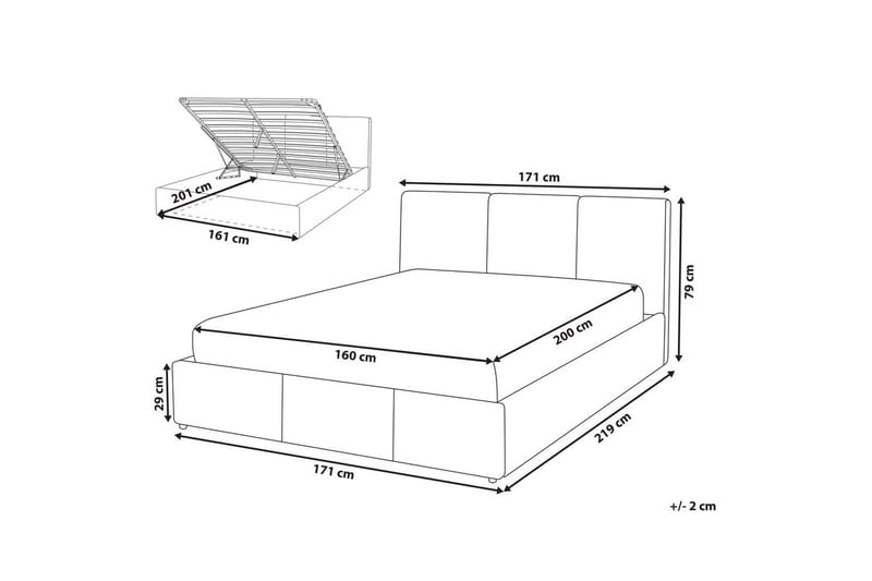 Säng med förvaring Bousse - Mörkgrå/Sammet, 160x200 cm - Möbler - Sovrum - Sängram & sängstomme