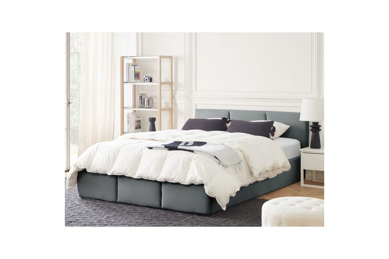 Säng med förvaring Bousse - Mörkgrå/Sammet, 160x200 cm - Möbler - Sovrum - Sängram & sängstomme
