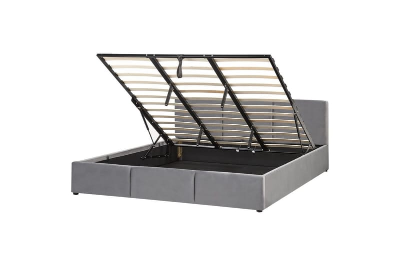 Säng med förvaring Bousse, Mörkgrå/Sammet, 180x200 cm