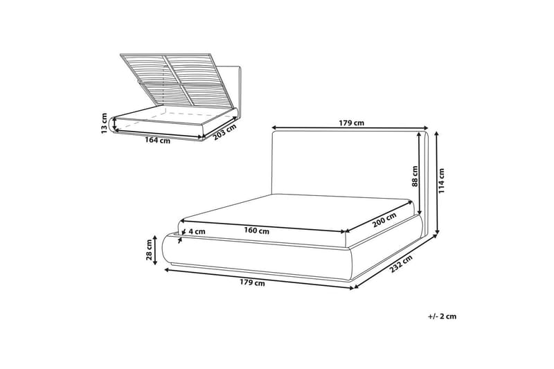 Säng med förvaring Campagne - Beige, 160x200 cm - Möbler - Sovrum - Sängram & sängstomme